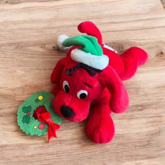 Scholastic Other - Clifford The Big Red Dog Christmas Hat Wreath Plush Scholastic 6"